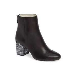 1901 Whitaker Glitter Block Heel Leather Booties